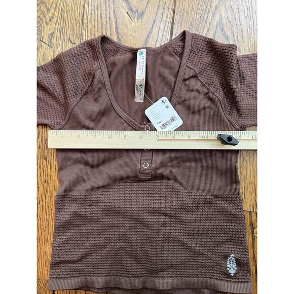 Free People Movement Bail Out Long Sleeve Layer Crop Top Cocoa Brown XS/S NWT - Picture 6 of 7